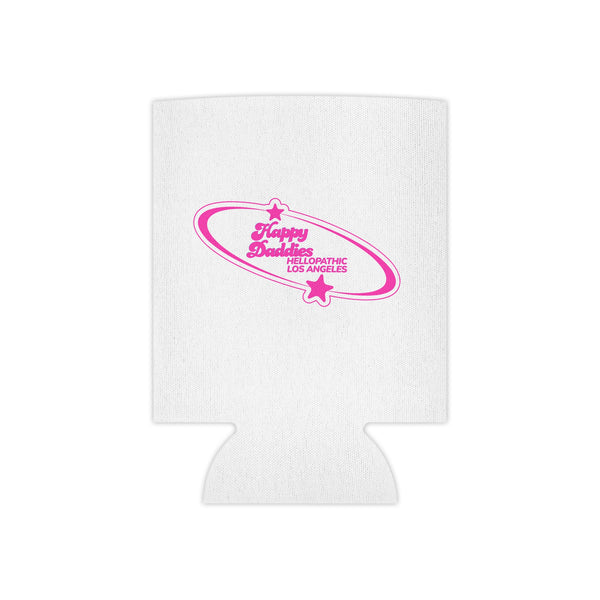 Happy Daddies Can Cooler – Pink Retro Logo Drink Koozie
