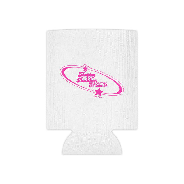 Happy Daddies Can Cooler – Pink Retro Logo Drink Koozie